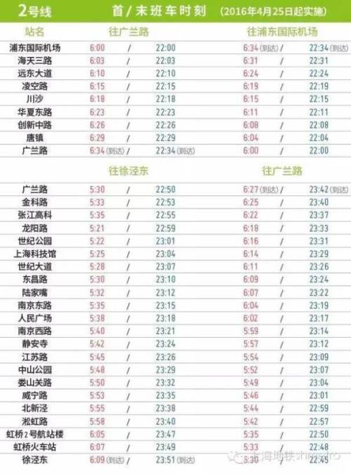 上海地铁2号线最新时刻表全面解析